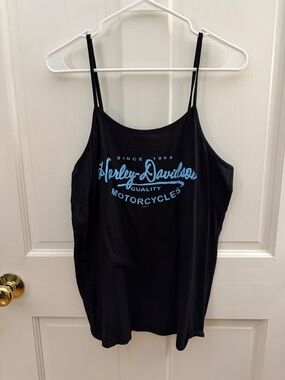 Harley-Davidson Black Camisole with Light Blue Script Logo